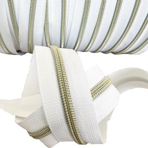 Hvid med guld lynls meterml - 5 meter