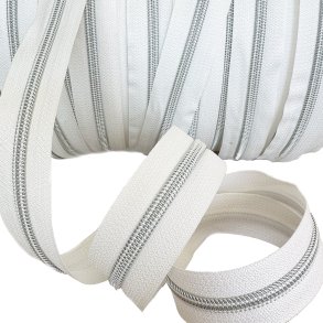 Hvid med slvfarvet lynls meterml - 5 meter