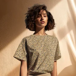 Light &amp; Lush Viscose - Sennepsfarvet med  sort gren mnster