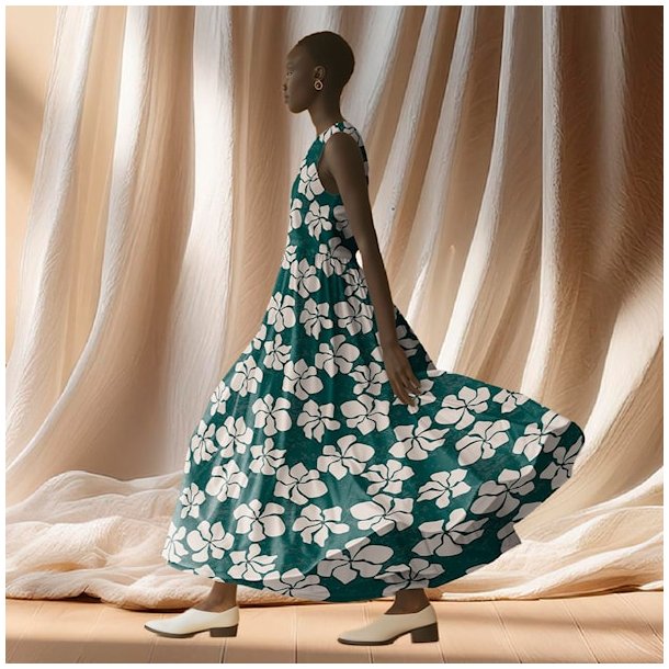 Light &amp; Lush Viscose - Grn med hvide blomster