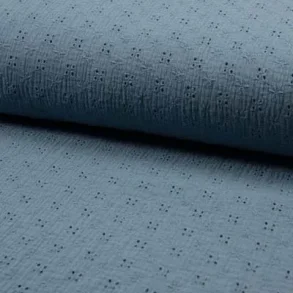 Muslin broderi - Dusty blue