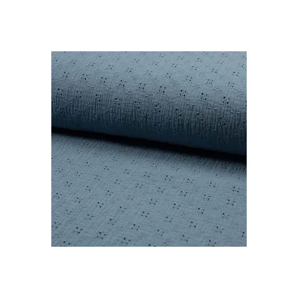 Muslin broderi - Dusty blue
