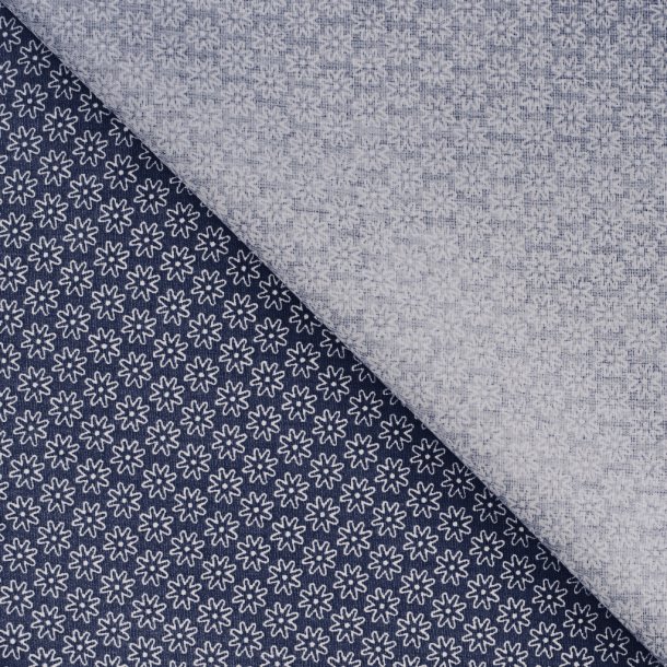 Smblomstret bomuld - Navy