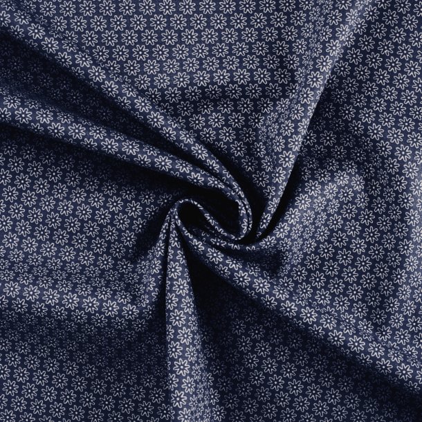 Smblomstret bomuld - Navy