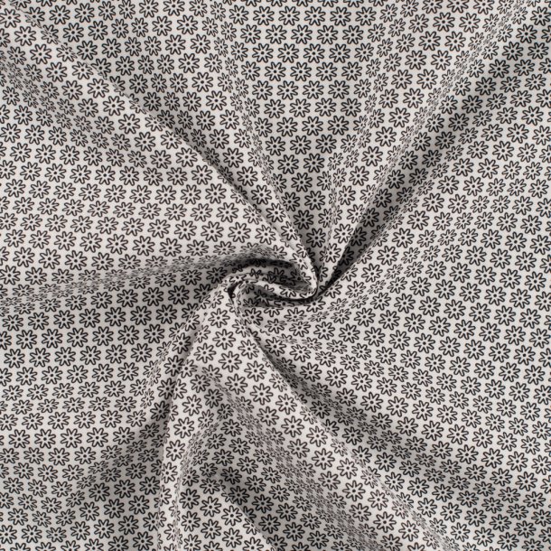 Smblomstret bomuld - Hvid/Sort