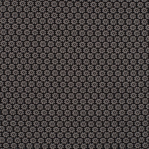 Smblomstret bomuld - Sort/Hvid