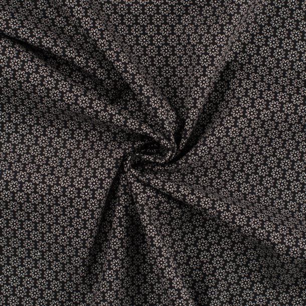 Smblomstret bomuld - Sort/Hvid