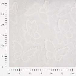 Bomuld med broderede sommerfugle og blomster - off-white