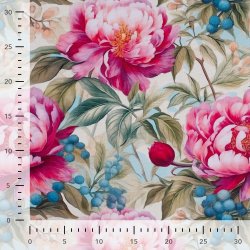 Half Panama bomuld med blomsterprint