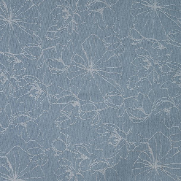 Denim med allover jacquard blomsterm�nster � lys bund