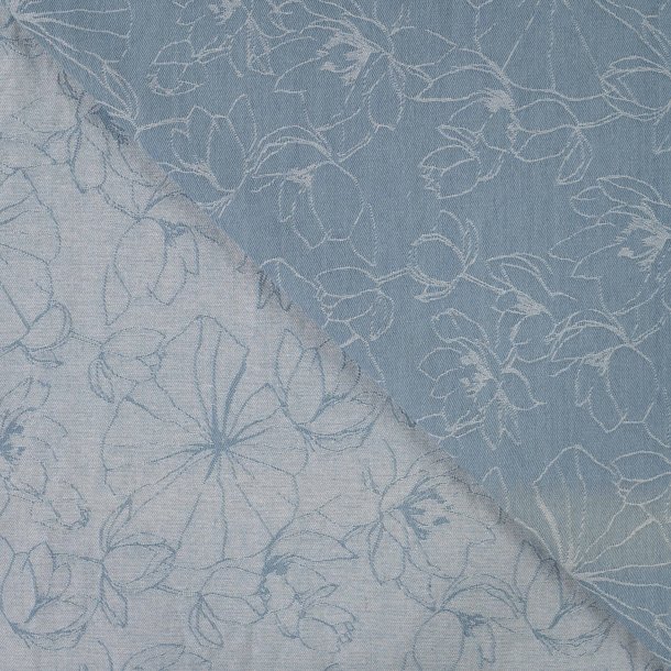 Denim med allover jacquard blomsterm�nster � lys bund