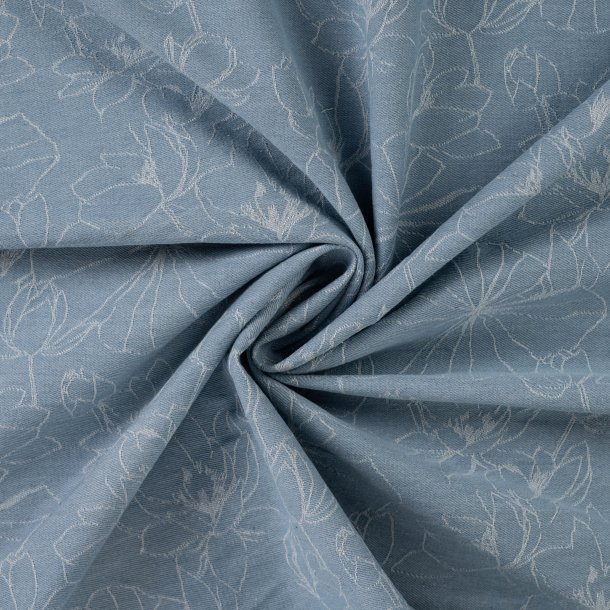 Denim med allover jacquard blomsterm�nster � lys bund