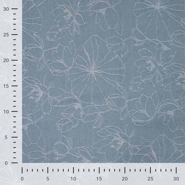 Denim med allover jacquard blomsterm�nster � lys bund