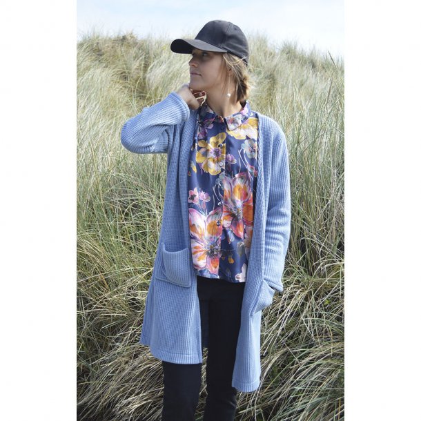 Grov bomulds strik - Himmelbl