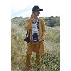 Grov bomulds strik - Okkergul