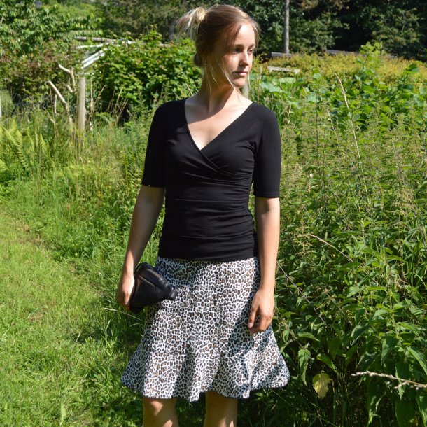 Bomuld med leopardprint- Hvid