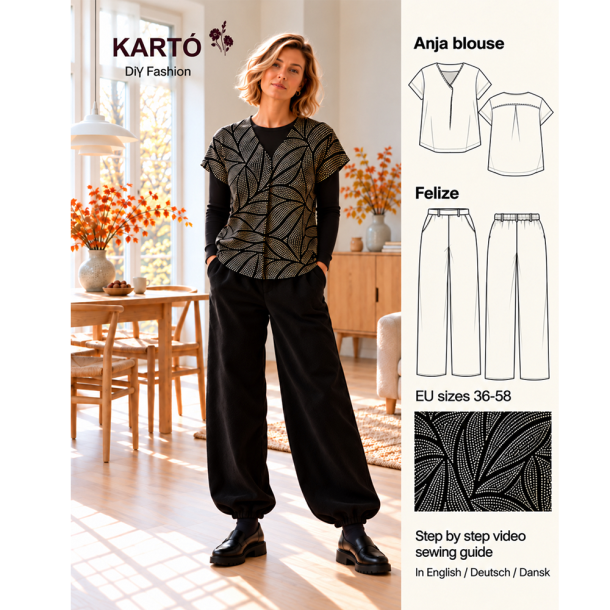 EcoVero Viscose Twill � Bladprint med prikker 