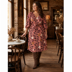 Viscose fra Light &amp; Lush � blomster p� koralfarvet bund