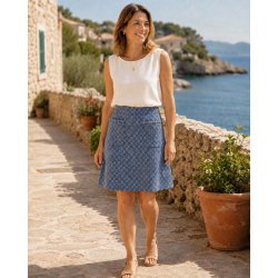 Bl� chambray med fint m�nster