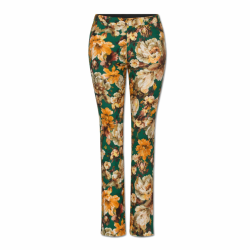 Bomulds satin Blomster - Gr�n