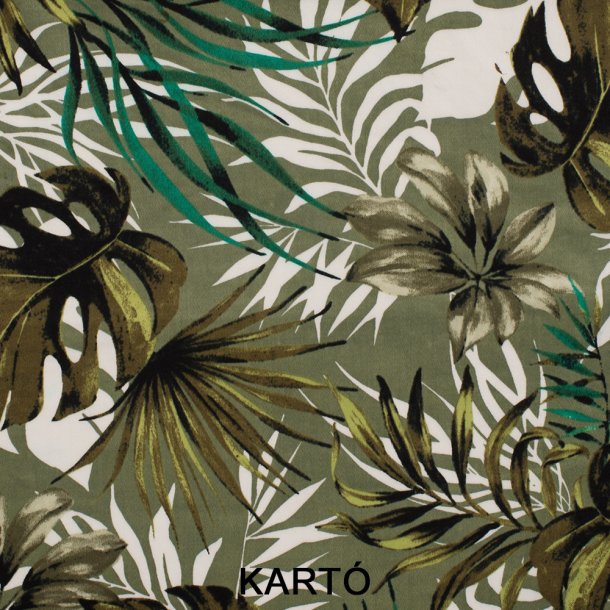 Bomulds satin Palmeblade - Army