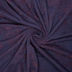 Denim jacquard med chenilleblomster � m�rk bl�/blomme