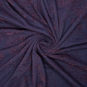 Denim jacquard med chenilleblomster � m�rk bl�/blomme