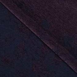 Denim jacquard med chenilleblomster � m�rk bl�/blomme
