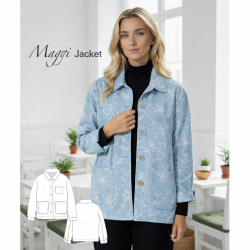 Denim med allover jacquard blomsterm�nster � lys bund