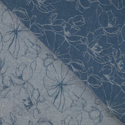 Denim med allover jacquard blomsterm�nster � m�rk bund