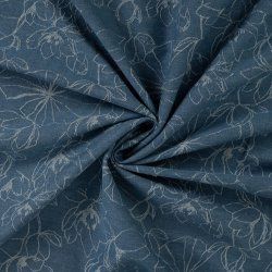 Denim med allover jacquard blomsterm�nster � m�rk bund