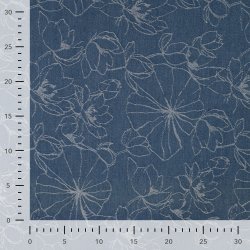 Denim med allover jacquard blomsterm�nster � m�rk bund