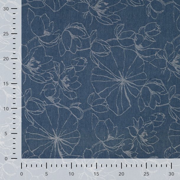 Denim med allover jacquard blomsterm�nster � m�rk bund