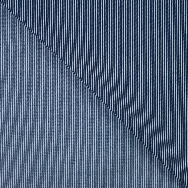 M�lkedrenge stribet denim - M�rkebl�