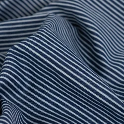 M�lkedrenge stribet denim - M�rkebl�