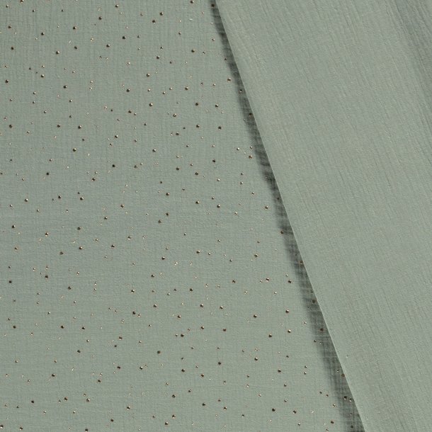 Muslin med guld - Dusty mint