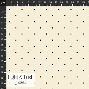 Bomuldspoplin med sm� sorte prikker fra Light & Lush