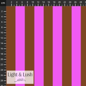 Bomuldspoplin fra Light & Lush � brun og fuchiafarvet striber