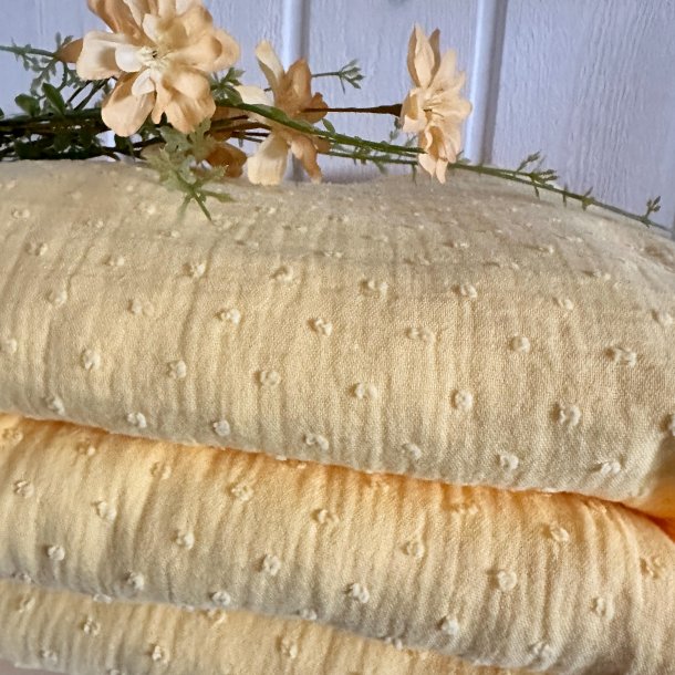 Bomuld med dupper  - Lys Gul