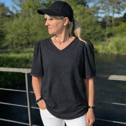 Bomuld med dupper  - Sort