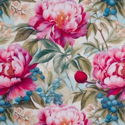 Half Panama bomuld med blomsterprint