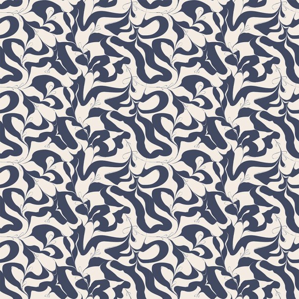 Fastvvet viscose - Abstrakt mnster i bl &amp; hvid