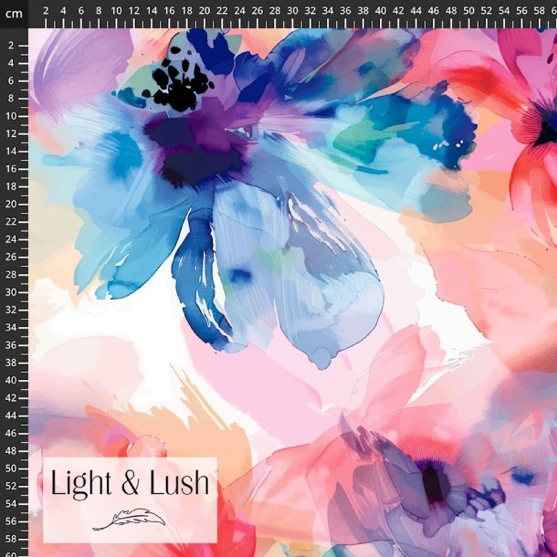 Light &amp; Lush viscose med store akvarelblomster