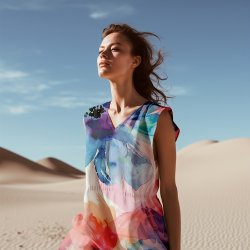 Light &amp; Lush viscose med store akvarelblomster