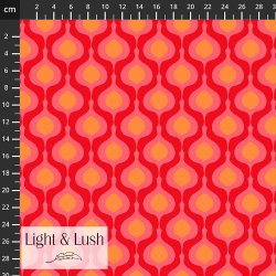 Light &amp; Lush viscose med grafisk retroprint � r�d, pink og orange