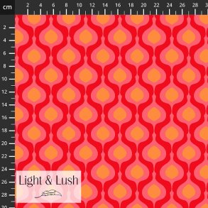 Light & Lush viscose med grafisk retroprint � r�d, pink og orange