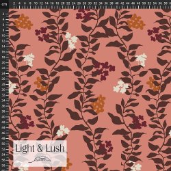 Viscose fra Light &amp; Lush � blomster p� koralfarvet bund