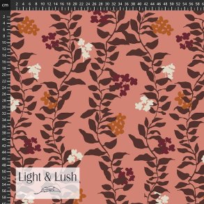 Viscose fra Light & Lush � blomster p� koralfarvet bund