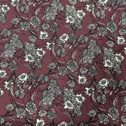 Fastv�vet viscose � bordeaux bund med grafiske blomster
