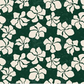 Light & Lush Viscose - Grn med hvide blomster